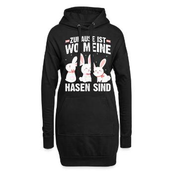 Ostern Hase | Zuhause ist wo meine Hasen sind - Hoodie-Kleid - Schwarz - Vorne