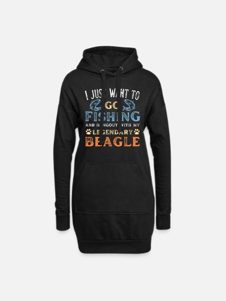 Angeln und fischen für Beagle Liebhaber - Hoodie-Kleid - Schwarz