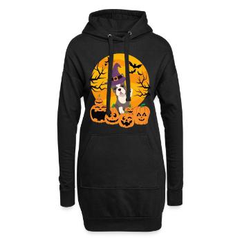 Mignon Boston Terrier Halloween Costume Chien - Sweat-shirt à capuche long Femme - noir - Devant