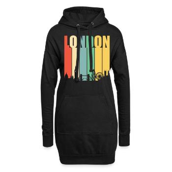 London Retro Vintage Skyline Stadt Heimat - Hoodie-Kleid - Schwarz - Vorne
