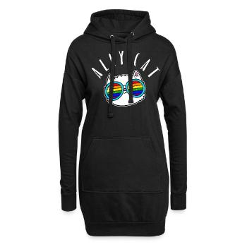 Ally Cat - LGBTIQ Queer Gay Pride CSD Cartoon - Hoodie-Kleid - Schwarz - Vorne