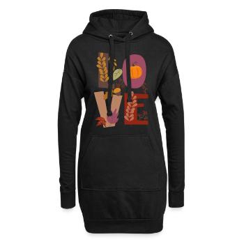 Amour Amour Automne Gratitude Citrouille - Sweat-shirt à capuche long Femme - noir - Devant