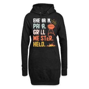 Ehemann Papa Grillmeister Held Retro - Hoodie-Kleid - Schwarz - Vorne