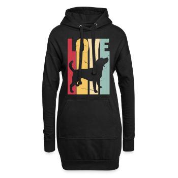 Beagle Love Hund Retro Vintage - Hoodie-Kleid - Schwarz - Vorne