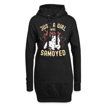 Doux Samoyed puppy lover kawaii - Sweat-shirt à capuche long Femme - noir - Devant