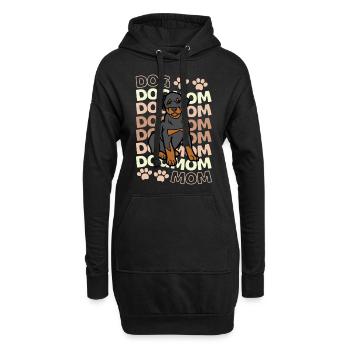 Süßer Dobermann Hund Mama Kawaii - Hoodie-Kleid - Schwarz - Vorne