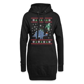 Weihnachten Süße Dinosaurier Kawaii - Hoodie-Kleid - Schwarz - Vorne