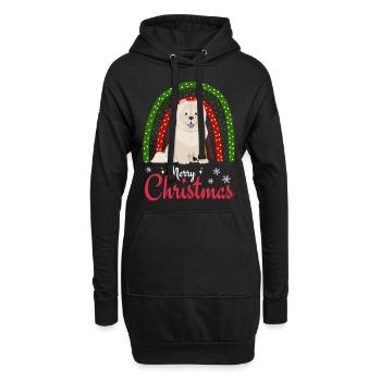 Chow Chow Noël - Sweat-shirt à capuche long Femme - noir - Devant