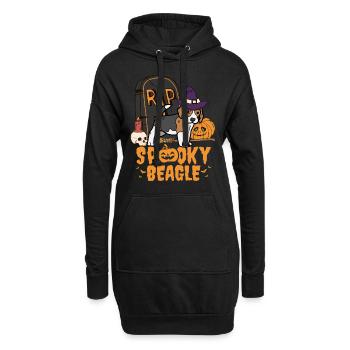 Mignon Beagle Chien d’Halloween - Sweat-shirt à capuche long Femme - noir - Devant