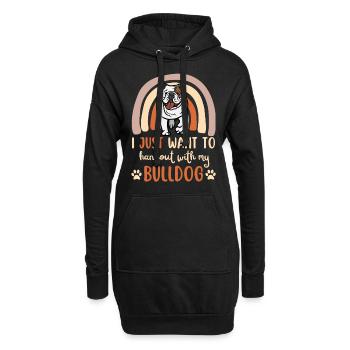 Süße Englische Bulldogge Liebhaber Kawaii - Hoodie-Kleid - Schwarz - Vorne