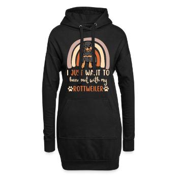 Doux Rottweiler amateur kawaii - Sweat-shirt à capuche long Femme - noir - Devant