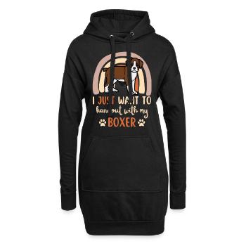 doux boxer allemand chiot kawaii - Sweat-shirt à capuche long Femme - noir - Devant