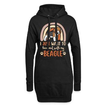 Beagle welpe Hund süßer Beagle kawaii - Hoodie-Kleid - Schwarz - Vorne