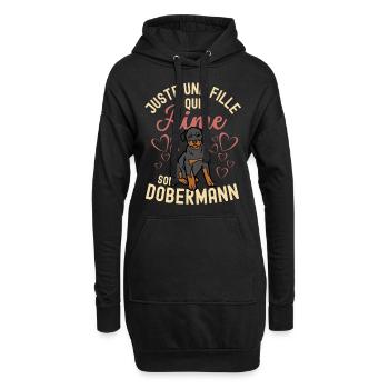 Mignon chien doberman kawaii - Sweat-shirt à capuche long Femme - noir - Devant