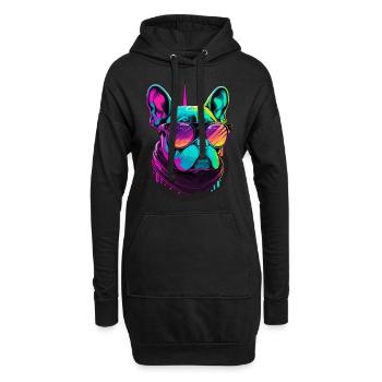 Français Bulldog avec des lunettes de soleil - Sweat-shirt à capuche long Femme - noir - Devant