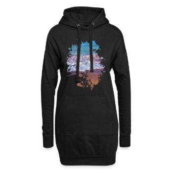Wellen - Hoodie-Kleid - Schwarz - Vorne