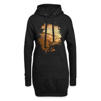 Wellen - Hoodie-Kleid - Schwarz - Vorne
