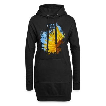 Sonnenblume - Hoodie-Kleid - Schwarz - Vorne