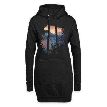 Landschaft - Hoodie-Kleid - Schwarz - Vorne