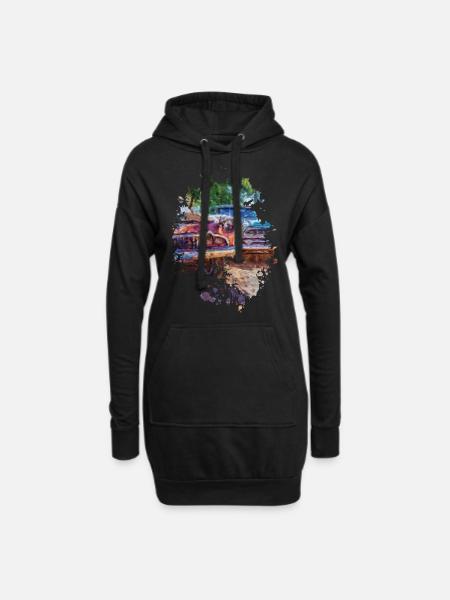 Oldtimer - Hoodie-Kleid - Schwarz