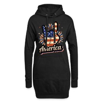 America Hand 4 juillet Amerika USA Rock’n’Roll - Sweat-shirt à capuche long Femme - noir - Devant