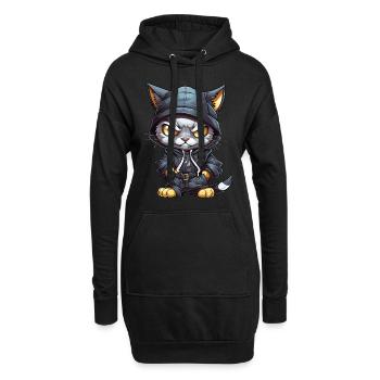 Cat Hip Hop Rap Rapper DJ Ghetto Crew Gangster - Sweat-shirt à capuche long Femme - noir - Devant