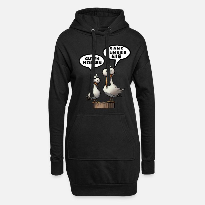 Guten Morgen Ganz dünnes Eis - Möwe grimig Spruch - Hoodie-Kleid - Schwarz