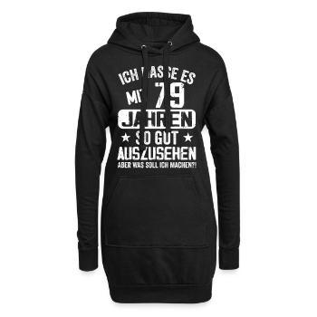 79 Jahre Jung - Vintage Geburtstagsspruch - Hoodie-Kleid - Schwarz - Vorne