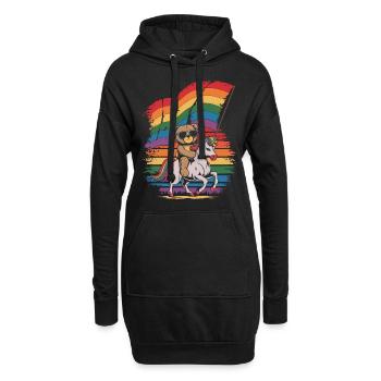 Teddybär reitet Einhorn LGBTQ Regenbogen Fahne - Hoodie-Kleid - Schwarz - Vorne