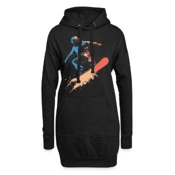 Snowboarder Snowboarding Sprung Vintage - Hoodie-Kleid - Schwarz - Vorne