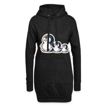 Petits pingouins Pingouin Famille Mignon - Sweat-shirt à capuche long Femme - noir - Devant
