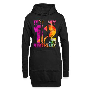 12E ANNIVERSAIRE LICORNE C’EST MON 12E ANNIVERSAIRE - Sweat-shirt à capuche long Femme - noir - Devant