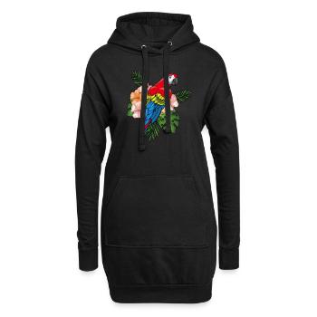 Perroquet - Sweat-shirt à capuche long Femme - noir - Devant