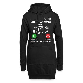 Camping Camper Campen anrufen - Hoodie-Kleid - Schwarz - Vorne