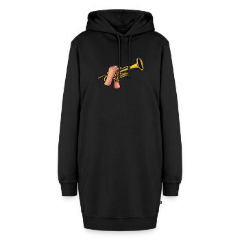 Trompette - Sweat-shirt à capuche long Femme - noir - Devant