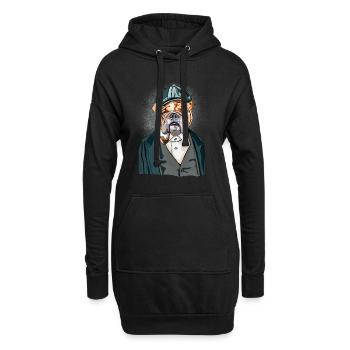 bulldog anglais qui fume - Sweat-shirt à capuche long Femme - noir - Devant