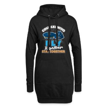Flugbegleiter Stewardess Paar - Hoodie-Kleid - Schwarz - Vorne