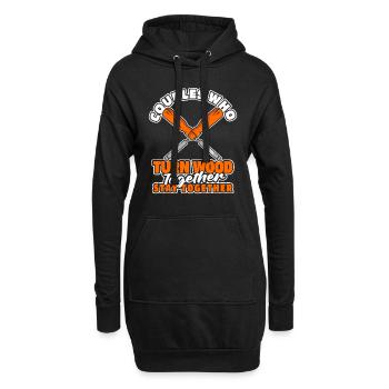 Paire de tourneurs sur bois - Sweat-shirt à capuche long Femme - noir - Devant