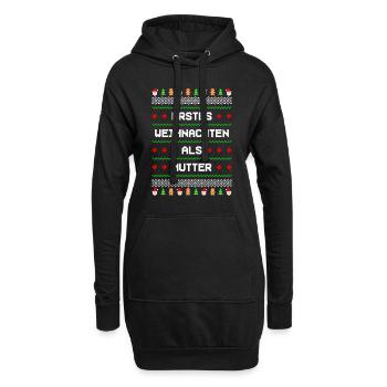 Erstes Weihnachten als Mutter Ugly Christmas - Hoodie-Kleid - Schwarz - Vorne