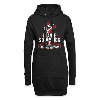 Tanzlehrer Hund - Hoodie-Kleid - Schwarz - Vorne