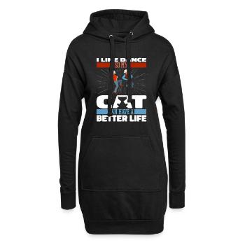 Line Dance Katze - Hoodie-Kleid - Schwarz - Vorne