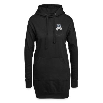Coole Katze mit Sonnebrille in der Tasche - Hoodie-Kleid - Schwarz - Vorne