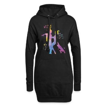 Danseur d’aquarelle de couple de danse latine - Sweat-shirt à capuche long Femme - noir - Devant
