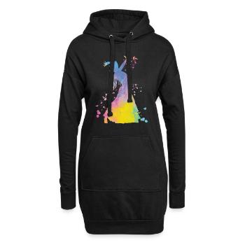 Flamenco Frau Mit Flamencokleid - Hoodie-Kleid - Schwarz - Vorne