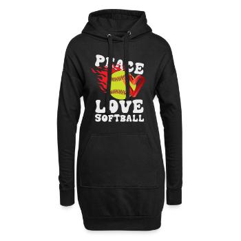 Filles Peace Love Softball - Sweat-shirt à capuche long Femme - noir - Devant