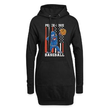Les filles de la paix aiment le baseball - Sweat-shirt à capuche long Femme - noir - Devant