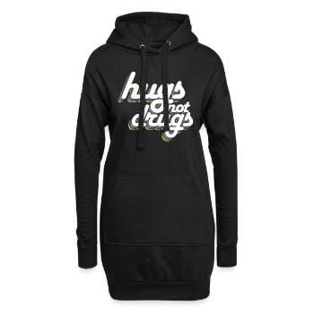 Umarmungen Statt Drogen - Hoodie-Kleid - Schwarz - Vorne