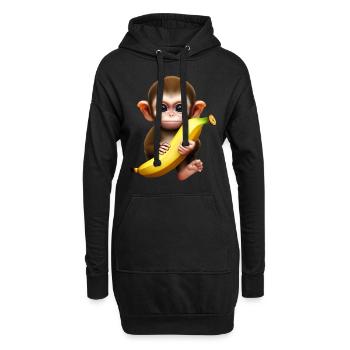 Niedlicher Affe mit Riesenbanane - Hoodie-Kleid - Schwarz - Vorne