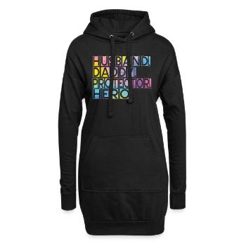Mari Papa Protecteur Héros Fête des pères - Sweat-shirt à capuche long Femme - noir - Devant