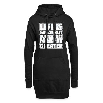 Jardinier amateur jardin papillon - Sweat-shirt à capuche long Femme - noir - Devant